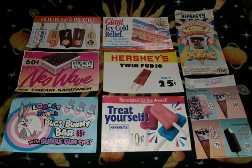 Eight 1990s Ice Cream Wall Poster Advertisements 17" x 11" Hershey's, other