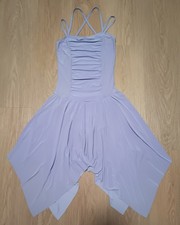 Vtg 90s Stretchy Crisscross Back Asymmetric Origami Skirt Dance Ballet Dress XS