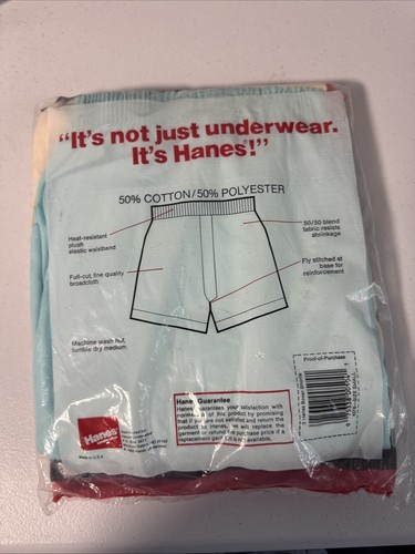 Vintage 1988 Hanes Boxers 50/50 Blend 3 Pack Size S 30 32 Made USA - Picture 4 of 4