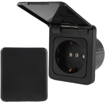 C-Line Presto Inprojal CBE Steckdose + Klappdeckel + Isodose 230 Volt schwarz   