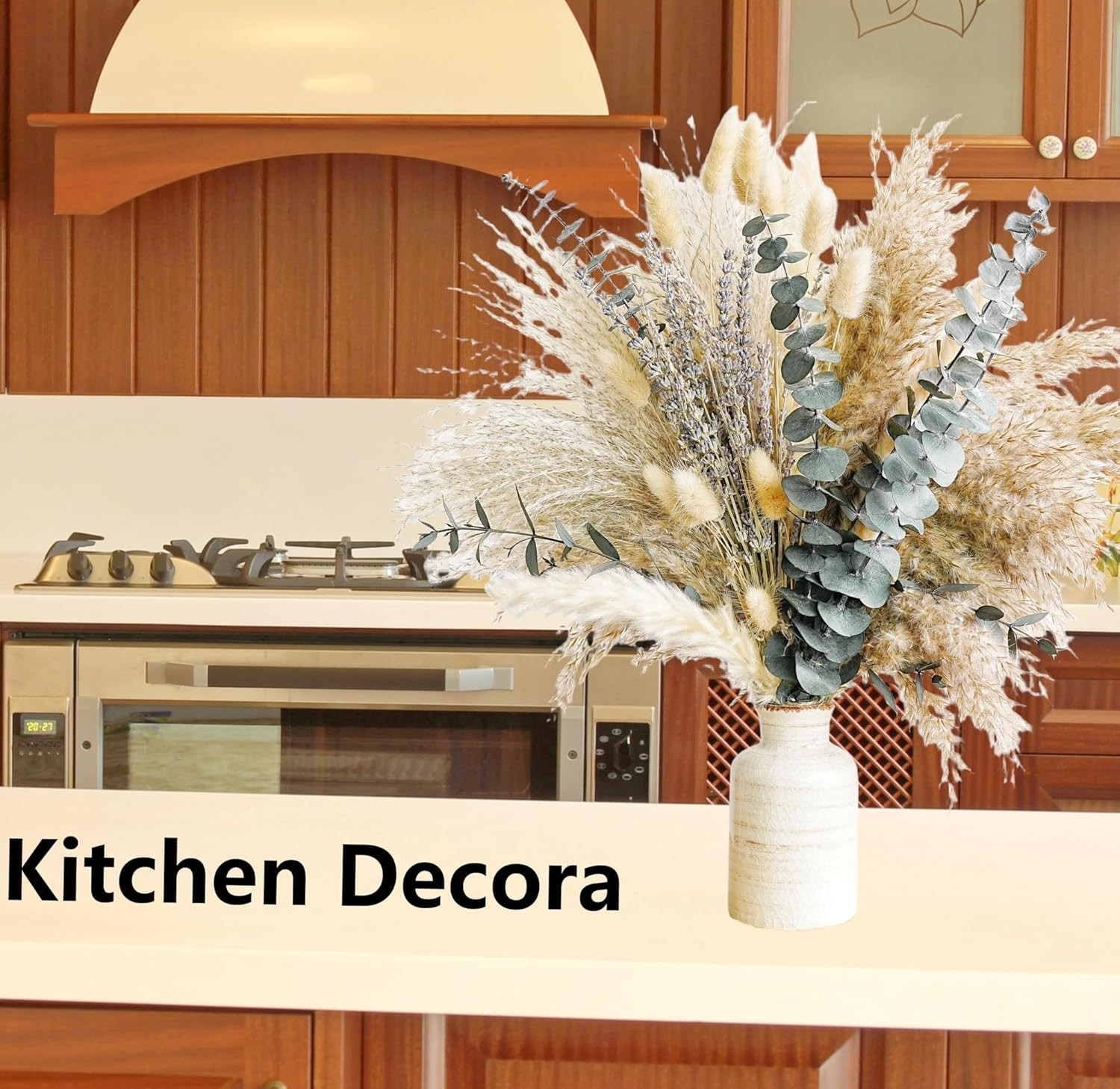 Green Pampas Grass Boho Bouquet – Exquisite Lavender and Eucalyptus Dried Flower