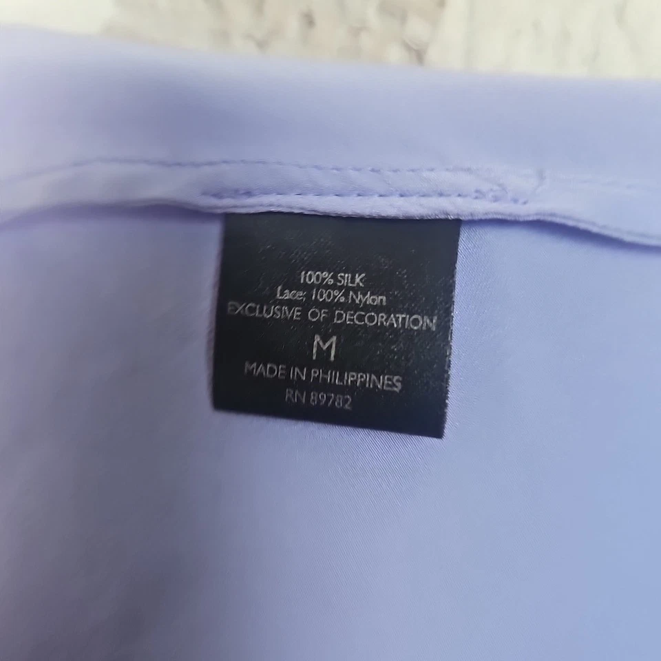 Camisón de lujo 100 % seda Josie Natori para mujer Chemise Slip LILA encaje romántico M Foto 3 de 4