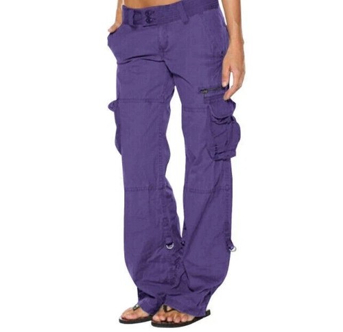 Damen Cargo Hose Weites Bein Taschen Sporthose Hüfthose Freizeithose Jogginghose - Bild 10 von 24