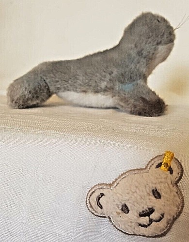 Steiff schönes Robben-Baby "Robby" 1473/09 Nerzimitation grau-weiß 9cm KFS wNEU - Bild 4 von 5