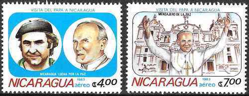 Pope John Paul II Nicaragua Religion Stamps PA1013/1014 ** (69286CV)- Pope John Paul II Nicaragua Religion Stamps PA1013/1014 ** (69286CV)-