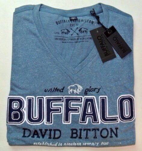 Camiseta Buffalo David Bitton Para Hombre Azul Mediano Informal Moda Diseñador Logotipo Nueva - Imagen 2 de 6