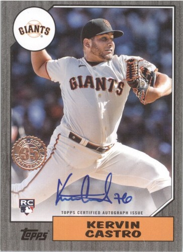 2022 Topps 1987 Topps Baseball Black 95/199 KERVIN CASTRO Rookie On Card Auto RC - Bild 1 von 2