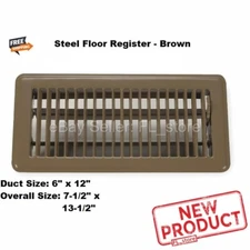 Brown Floor Register  Air Grille 6" x 12" DUCT SIZE  Steel Welded Construction
