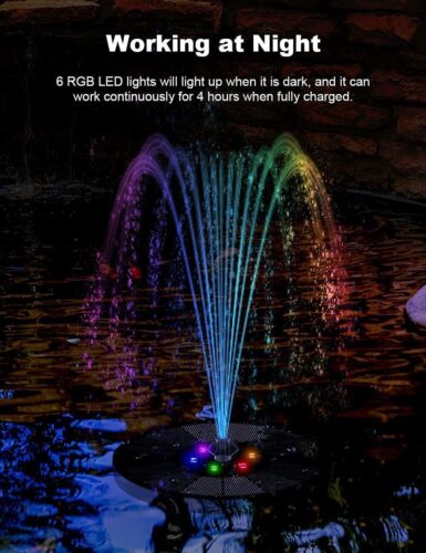 8LED Solar Pumpe mit Akku Teich Brunnen Springbrunnen Fontäne Garten Wasserspiel - Bild 10 von 30
