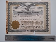 The Briggs National Bank & Trust Co of Clyde, New York Stock Certificate 1946