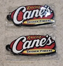 Lot Of 2 RAISING CANE'S CHICKEN FINGERS RED RUBBER KEYCHAIN 2 1/2" NEW