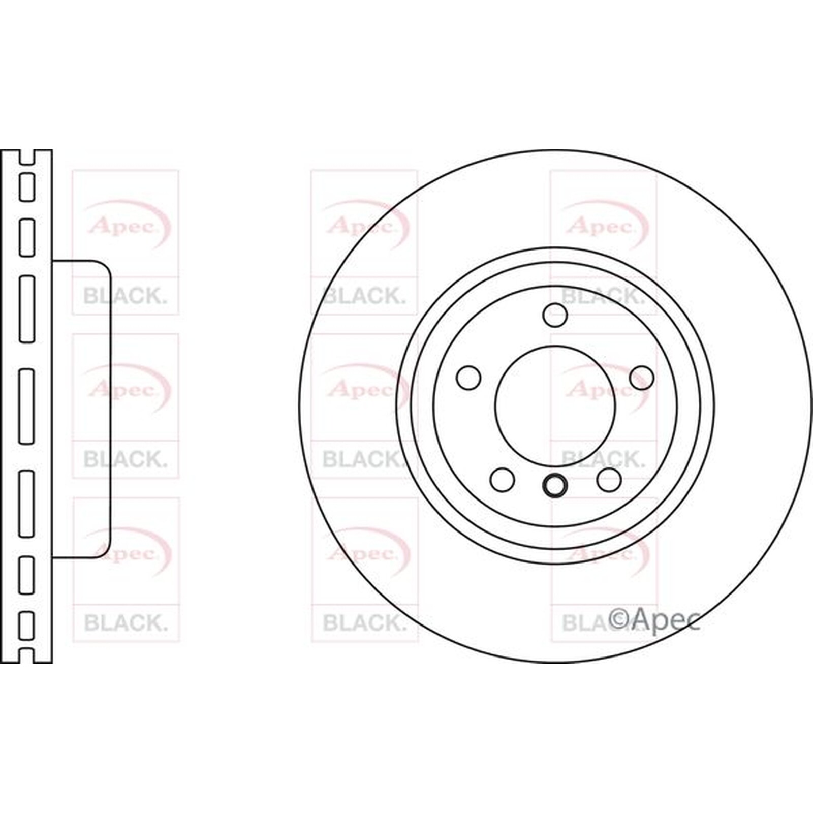 Apec Black Brake Disc Front DSK2848B - Improved longevity and performance