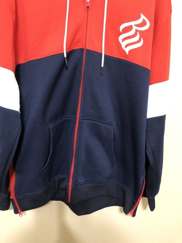 ROCAWEAR Herren 3XL Turnier Pop Hoodie Y2K Rot Colorblock Reißverschluss Kordelzug - Bild 8 von 21