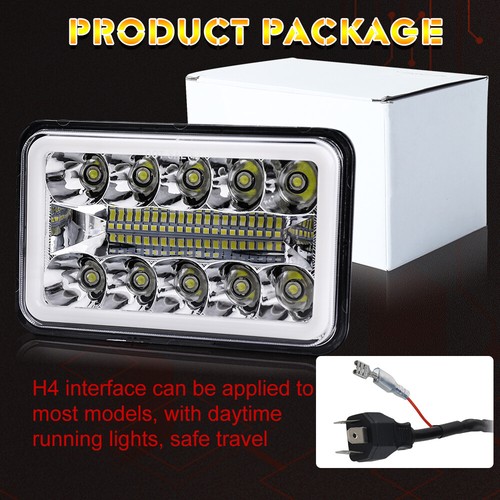 DOT 4pcs 4x6" LED Headlights Hi/Lo Halo Hi Beam for Chevy C10 C20 C30 Camaro EI - Picture 6 of 11