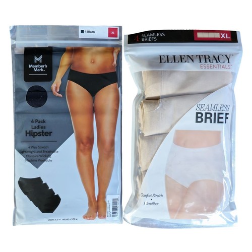 Mixed XL Lot of Womens Underwear XL Ellen Tracy Essential & Members Mark 8 Pack
