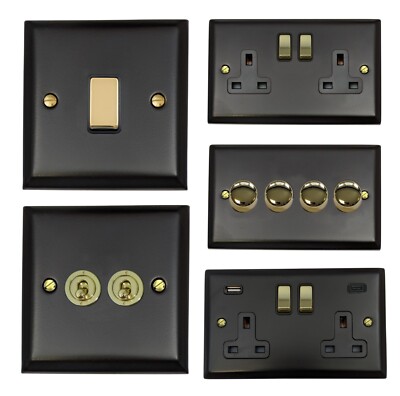 G&H Spectrum matt schwarz SFB3-PB Lichtschalter, Steckdosen, Dimmer, Kippschalter