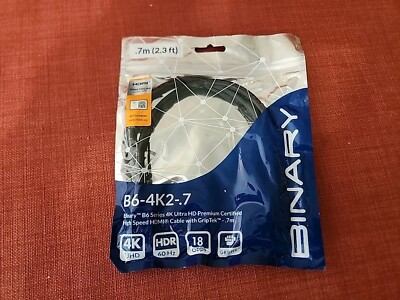 Binary B6 Series 4K2 .7M Ultra HD Premium High Speed HDMI Cable