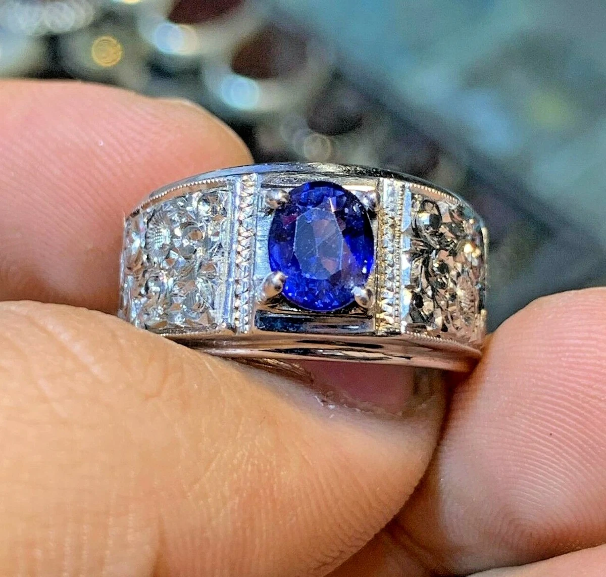 Original Ceylon Blue Sapphire Stone Ring Corundum Genuine Ceylon