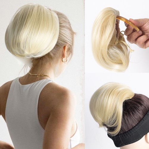 Plastic Comb In Ponytails Hairpieces Drawstring Curly Wavy Bun Hair Extensions - Picture 14 of 19