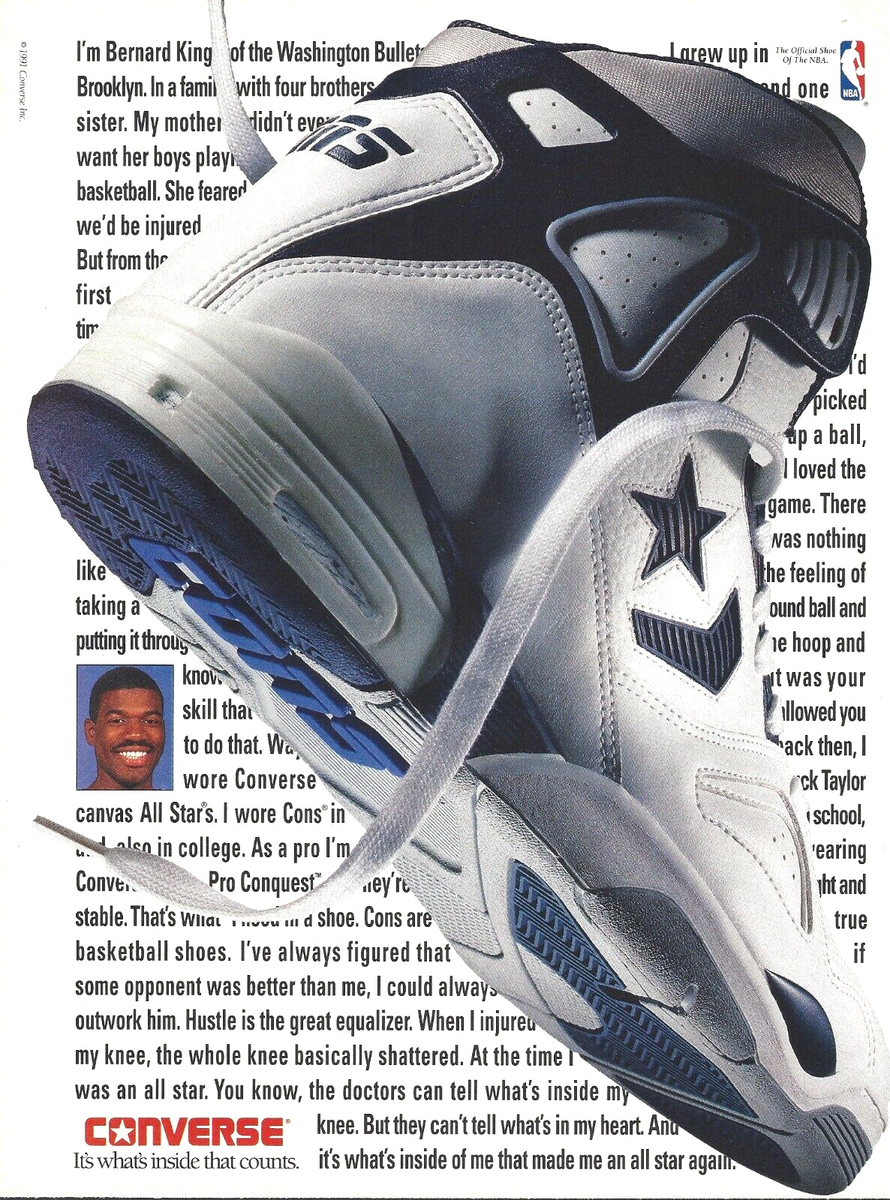 D*.様 ☆超激レア☆ 箱付き美品　90s converse 最終値下げ！！ 1991 Converse Cons Pro Conquest Shoe Bernard King vintage PRINT AD