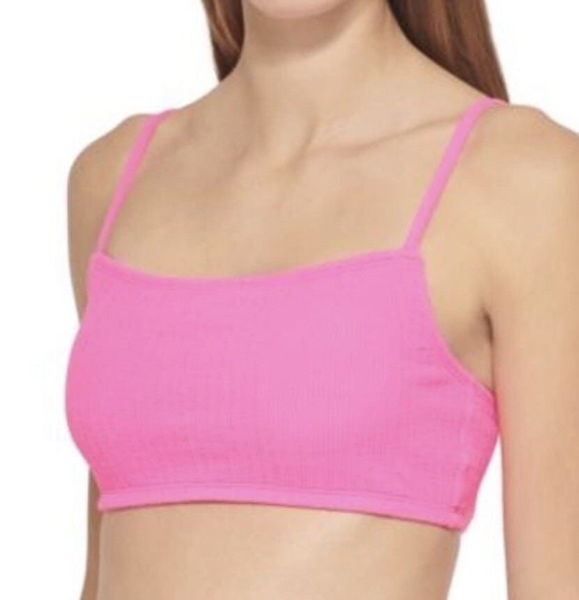 Dkny Women’s Textured Bralette Bikini Top Swimsuit In Pink, Size Medium , $68