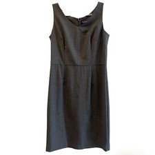 Ann Taylor Formal Career Wool Sleeveless Gray V-Neck Sheath Dress Size 10