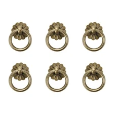  6pcs Antique Brass Drop Ring Pulls Vintage Round Pull Ring for 3cm Bronze