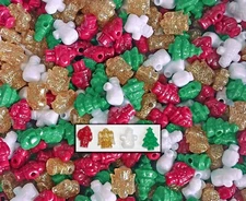 Classic Christmas Holiday Beads Santa Angel Tree Snowman Jolly Store Crafts 24pc