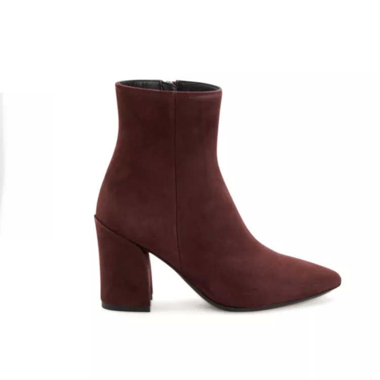 Wine suede booties discount