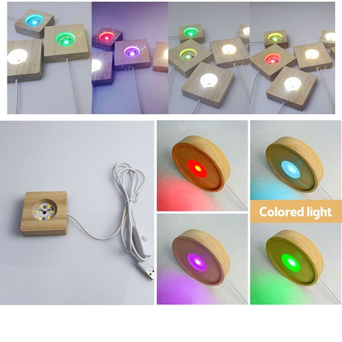 2-PACK 7 Color LED Lights Display Base Wooden Lighted Base Stand for Crystal NEW - Picture 14 of 15