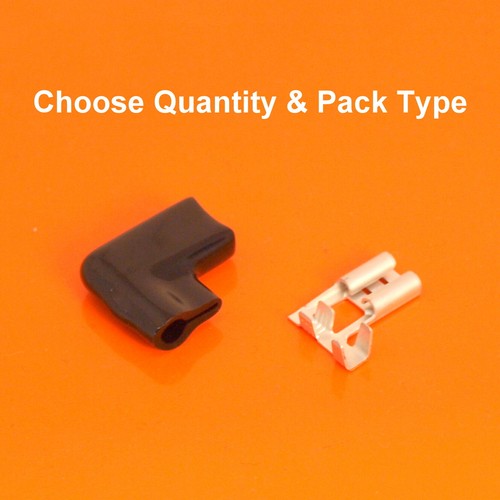 High Quality 6.3mm Flag Terminals With Black Covers - Female Right Angle Spade - Picture 1 of 16