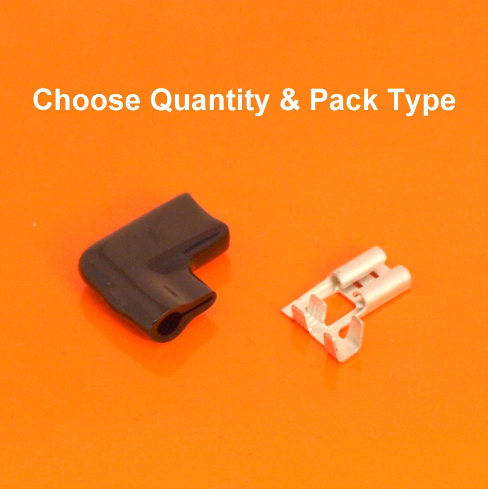 High Quality 6.3mm Flag Terminals With Black Covers - Female Right Angle Spade