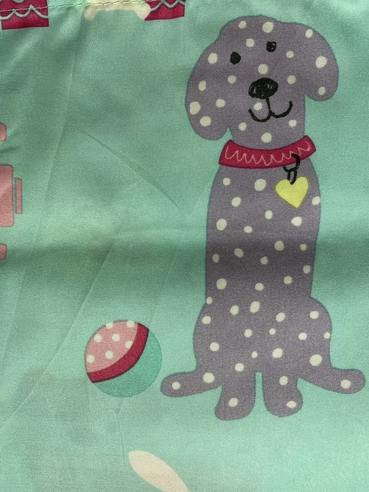 Cortina de ducha de tela Puppy Love 70x72 verde azulado arco iris dibujos animados niños baño nueva Foto 4 de 4