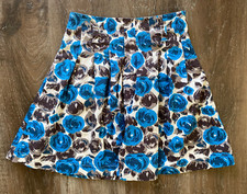 MINI BODEN Girl's Blue, Gray  Brown Floral Rose Skirt Girl's Size 9-10Y 10 