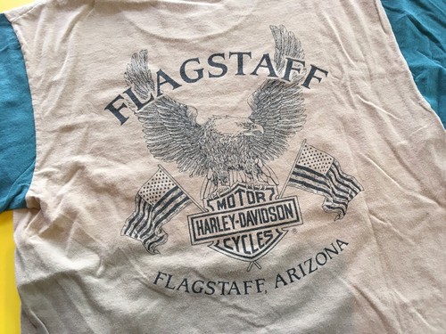 Camiseta De Colección 1997 Harley Davidson de Flagstaff AZ Eagle & American Flags M - Imagen 7 de 9