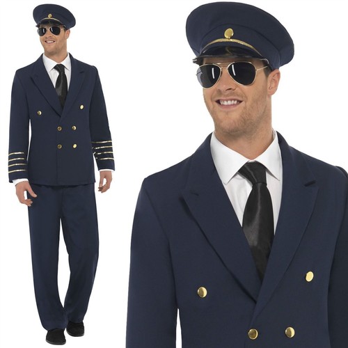 Navy Blue Airline Pilot Captain Costume 