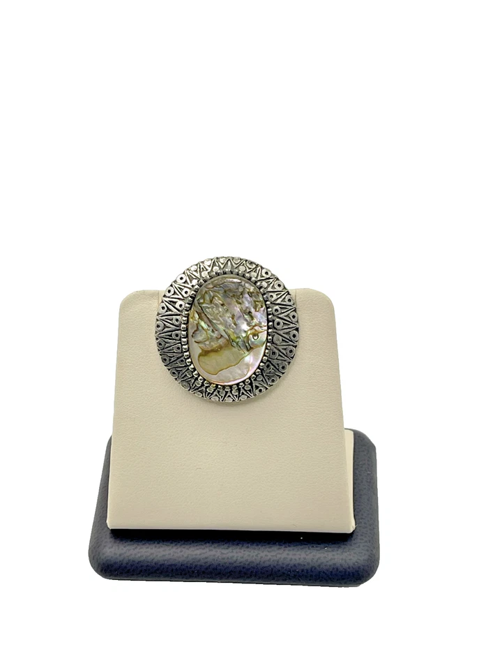 Silver-Plated Antique Opal Luminescent Cameo Brooch - Image 2 of 4