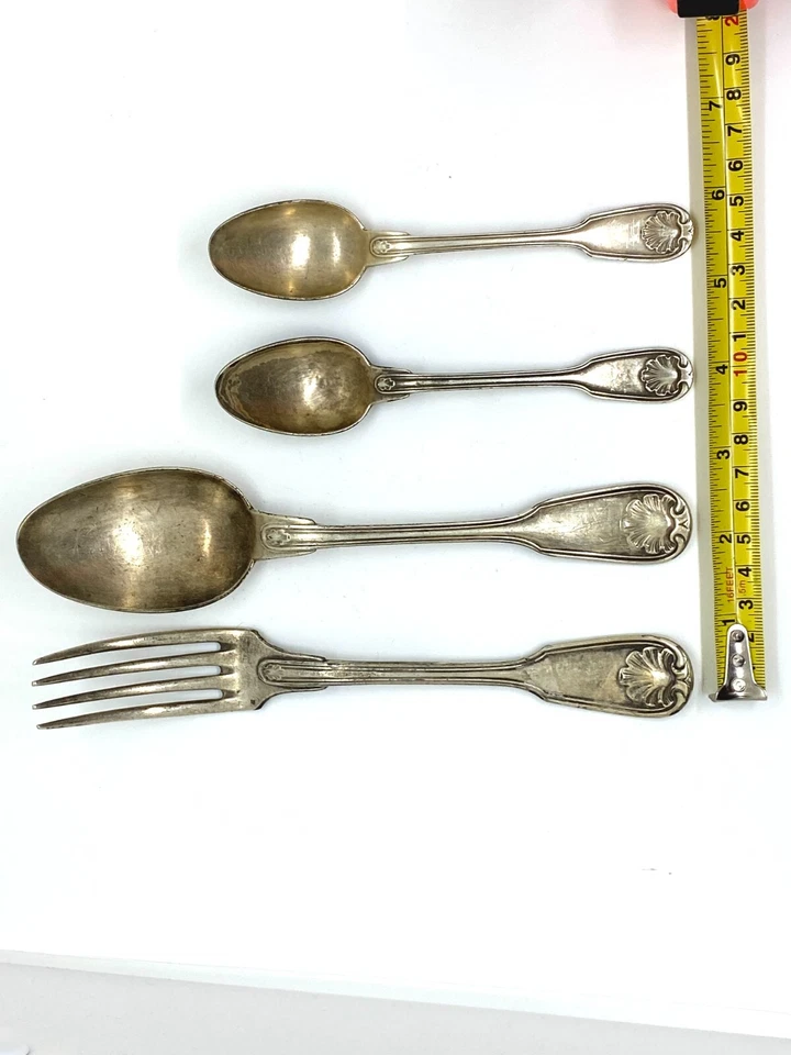 Plata. Cubiertos CHRISTOPER: Tenedor, cuchara y cucharaditas 2 piezas. Muy antiguo y RARO Foto 4 de 4