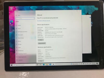Surface Pro 6 Tablet i5-8250U 8GB 128GB SSD  12.3in Platinum Crack Screen  #607