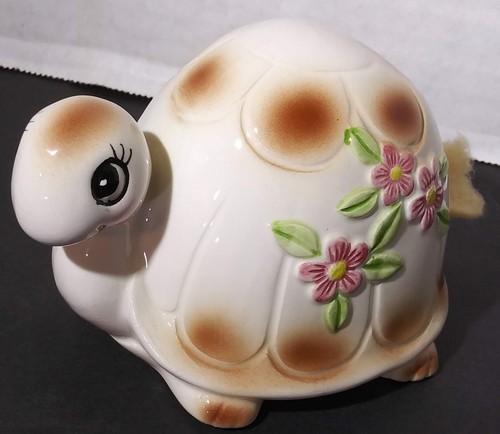 MCM Schildkröte Wattebauschhalter Spender Vintage Schwanzloch Keramik anthropomorph - Bild 2 von 10
