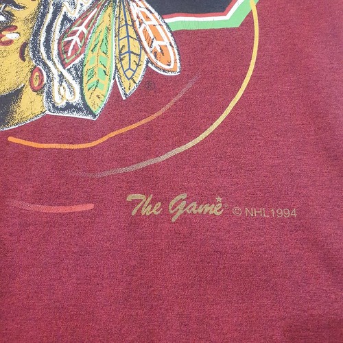Vintage Chicago Blackhawks Mens XL Red T-Shirt NHL Hockey 1994 Game Collection - Bild 8 von 9