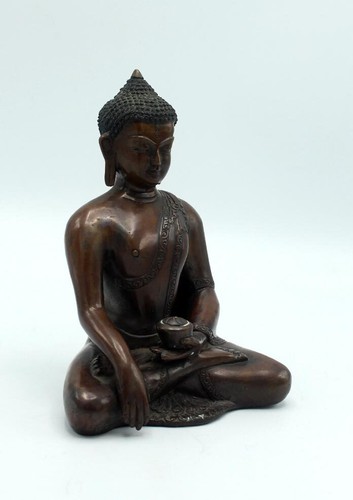 Statua Buddha Shakyamuni in rame ossidato 6,8 pollici - Foto 2 di 5