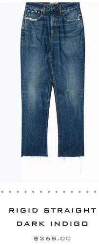$268 Women's STUDIO R330 Denim Jeans Rigit Straight Sz 23 Raw Hem Destroyed NWOT - Picture 6 of 22