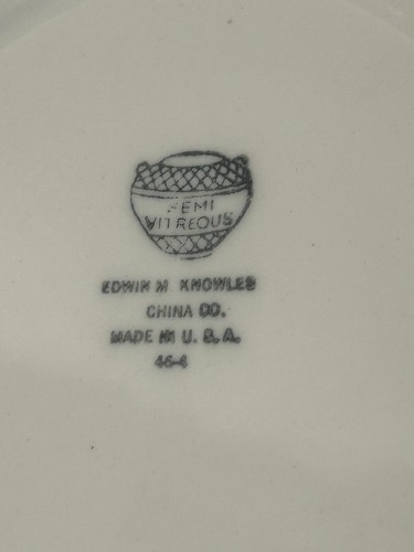 Semi Vitreous Edwin M. Knowles Oval Platter 13.5" Platter Gold Trim 46-4 - Picture 6 of 6