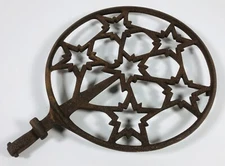 Antique Star Fireworks Halloween Cast Iron Trivet Shelf Stand Vintage Kitchen