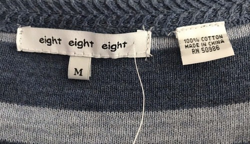 Eight Eight Striped Chambray Heather Womens M Medium Blue Knit Boat Neck - Picture 10 of 10