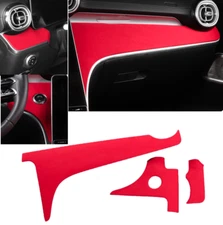 Red Suede Console Dashboard Panel Cover Trim ABS Fits 22-25 W206 C300 Sedan