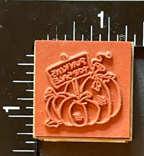 Pumpkin Patch Punkins for Sale Stand Sign Fall Autumn Symbol Wood Rubber Stamp - Picture 2 of 3