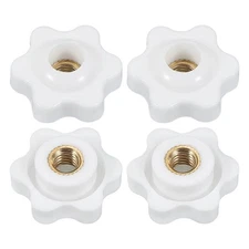4 PCS M6x25mm White Through Hole Knob Nut Screw Brass Female Thread Handle