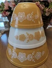 Vintage Corning Pyrex Butterfly Gold Set of 3 Mixing Nesting Bowls 401 402 403